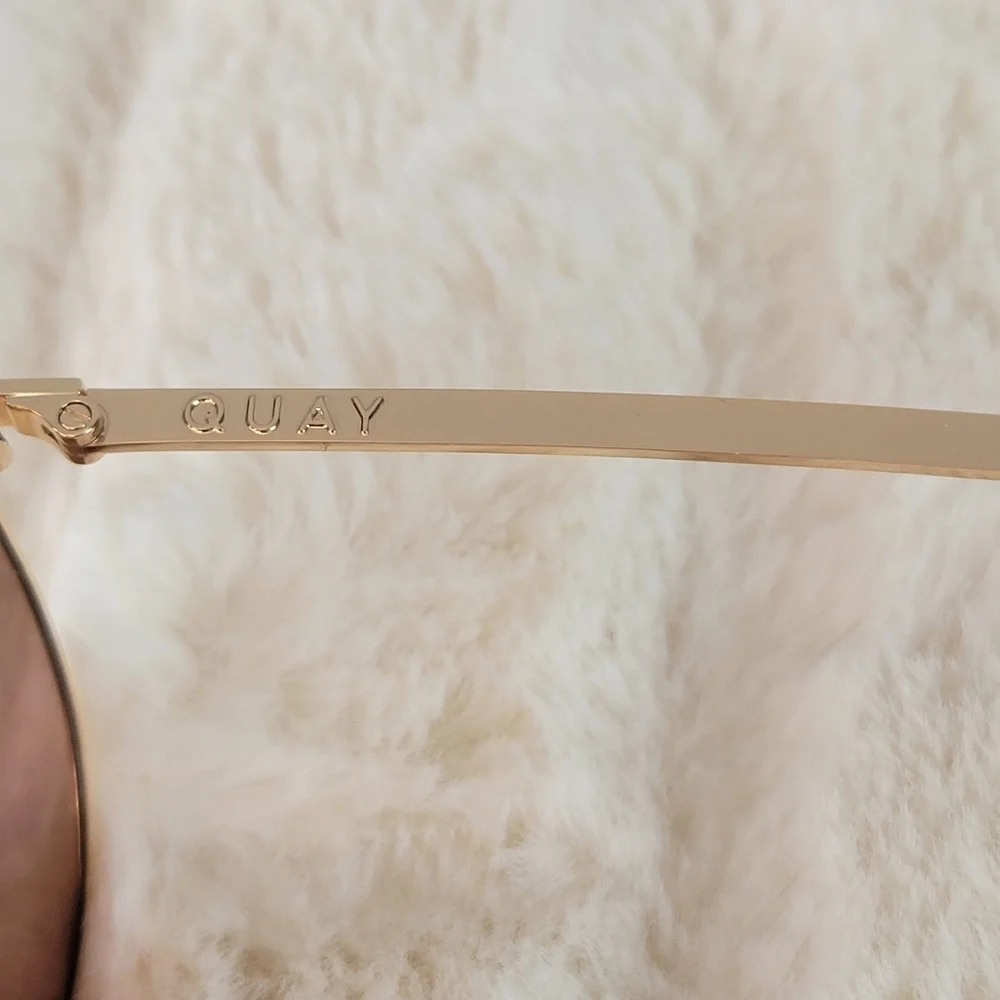 QUAY // ltd ed rivet detail gold frames with tan lenses aviator sunglass…